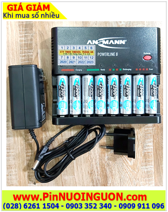 Ansman Powerline 8 _Bộ sạc có chức năng XẢ PIN _Kèm 08 Pin sạc Ansman AA2850mAh 1.2v